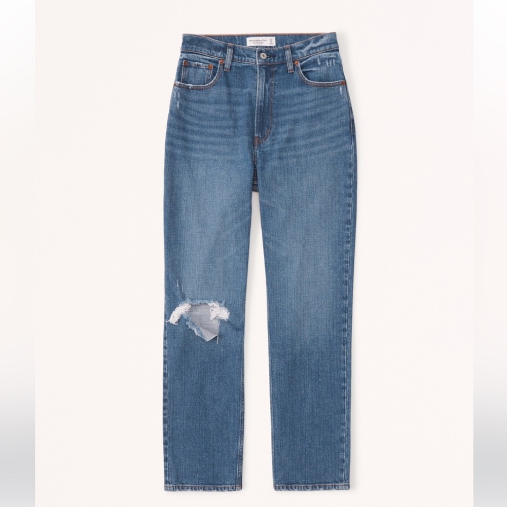 Abercrombie & Fitch Curve Love Ultra High Rise Ankle Straight Jeans